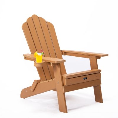 Streamdale Folding Adirondack Chair with Ottoman and Cupholder