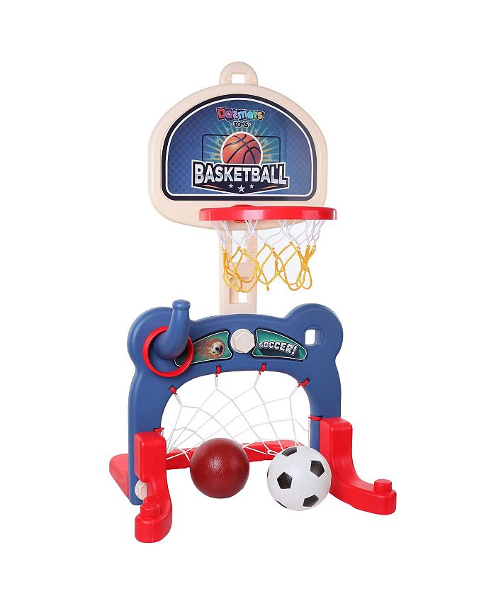 Dazmers 3-in-1 Kids Sports Playset - Includes Basketball Hoop, Soccer Goal And R Basketball Hoops