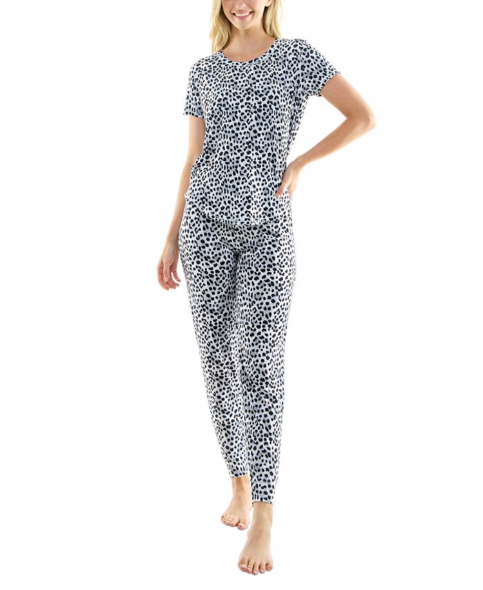 Roudelain Printed Short Sleeve Top & Jogger Pajama Set - Macy's
