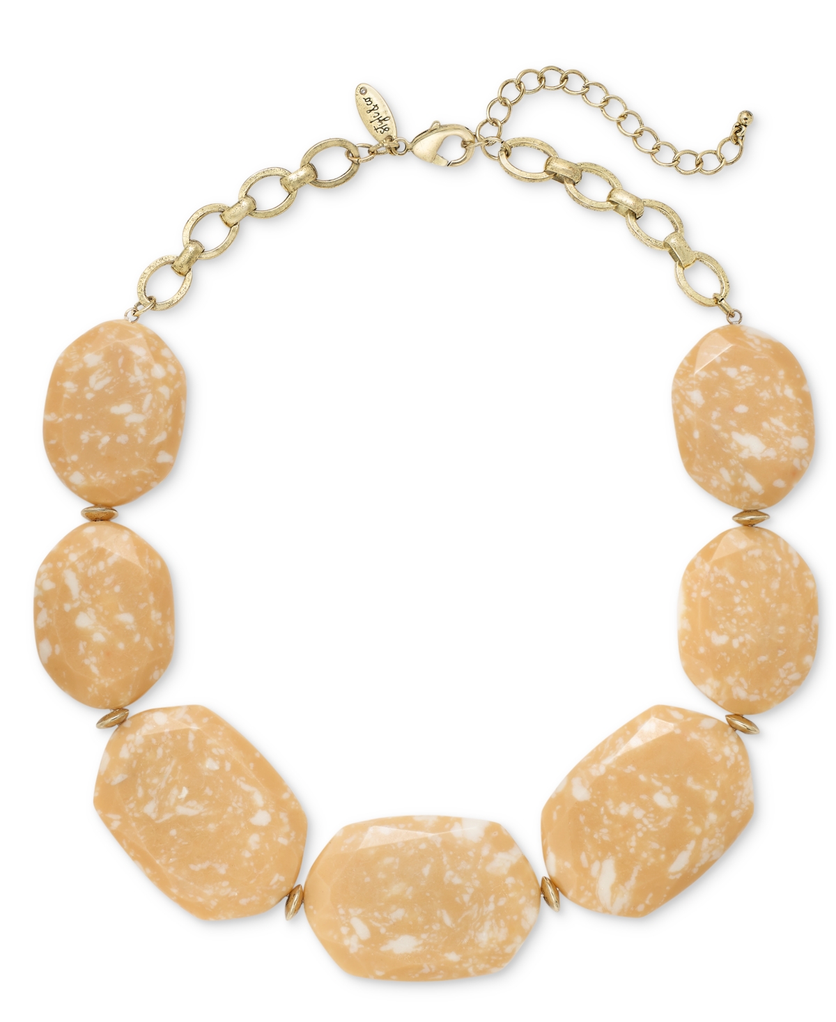 Style & Co Gold-tone Gemstone Statement Necklace, 19" + 3" Extender, Created For Macy's In Brown