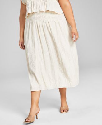 And Now This - Trendy Plus Size Textured Pull-On Skirt