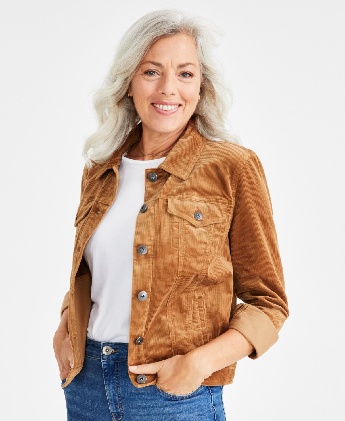 Style & Co Women's Corduroy Classic Longsleeve Jacket, Created For Macy's In Grand Brown ModeSens