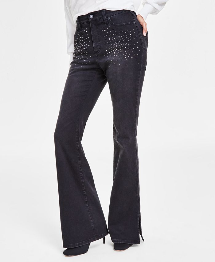 Exquisite Rhinestone Trendy Brand High Waisted Jeans Female 2023