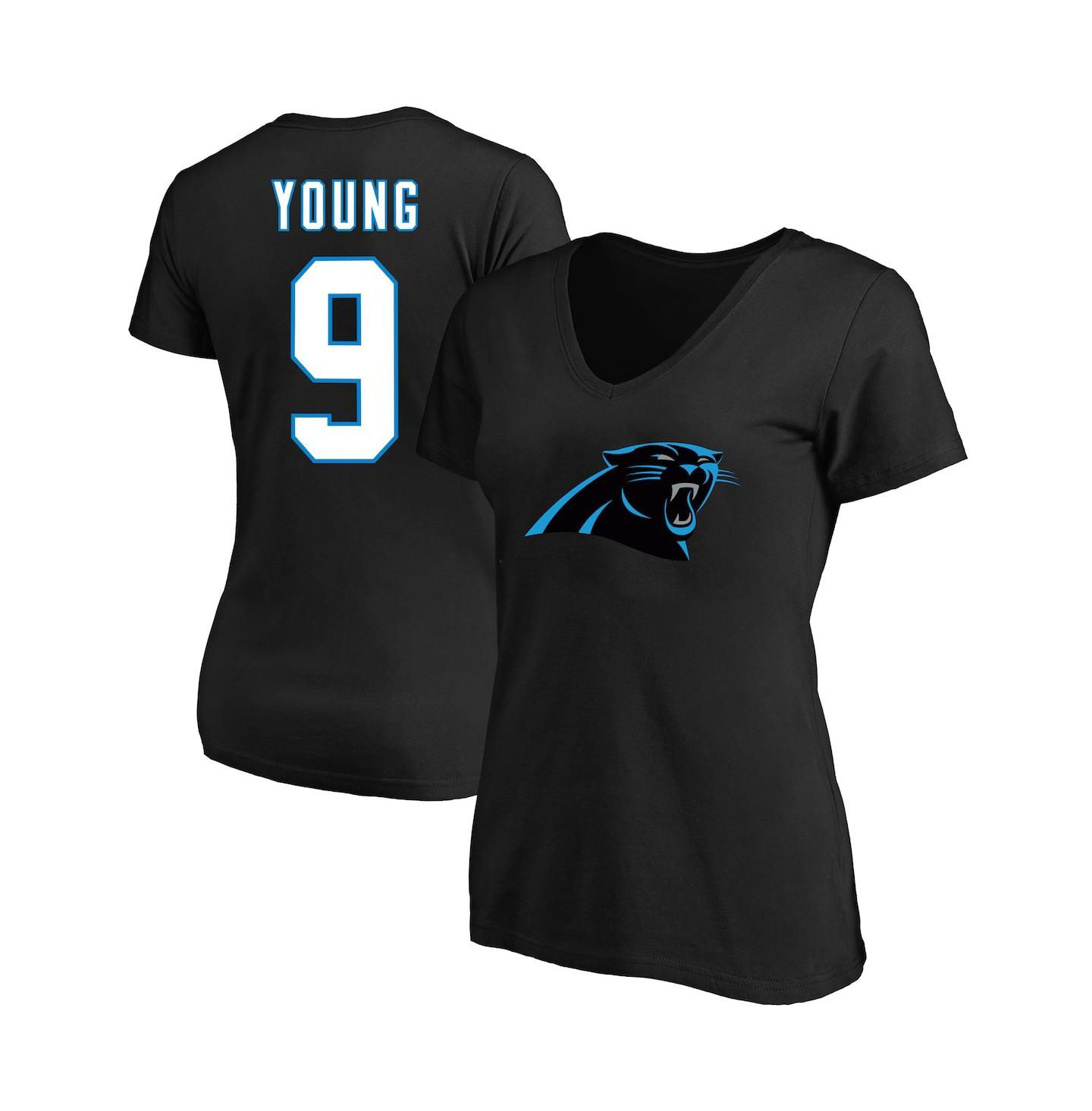 Женская футболка Fanatics Bryce Young Black Carolina Panthers Plus Size Player Name and Number V-Neck — фото 1