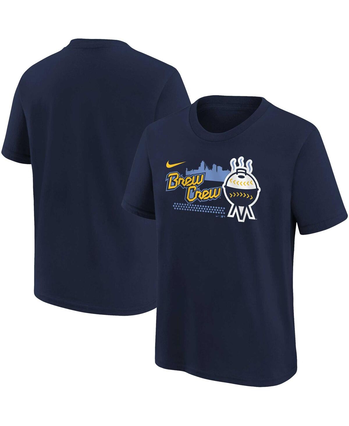 Shop Nike Big Boys  Navy Milwaukee Brewers City Connect Graphic T-shirt
