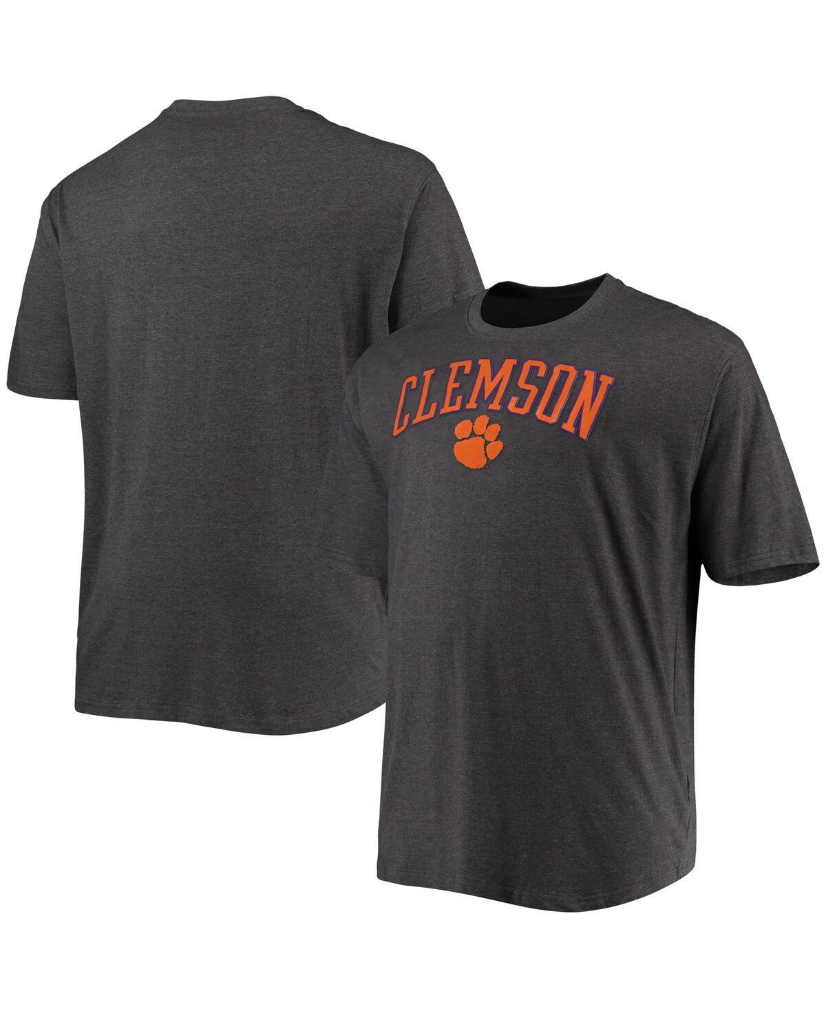 CHAMPION MEN'S CHAMPION GRAY CLEMSON TIGERS BIG AND TALL ARCH OVER WORDMARK T-SHIRT
