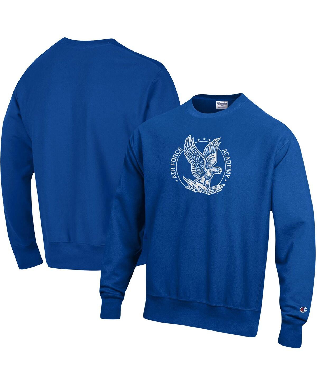 Shop Champion Men's  Royal Air Force Falcons Vault Logo Reverse Weave Pullover Sweatshirt