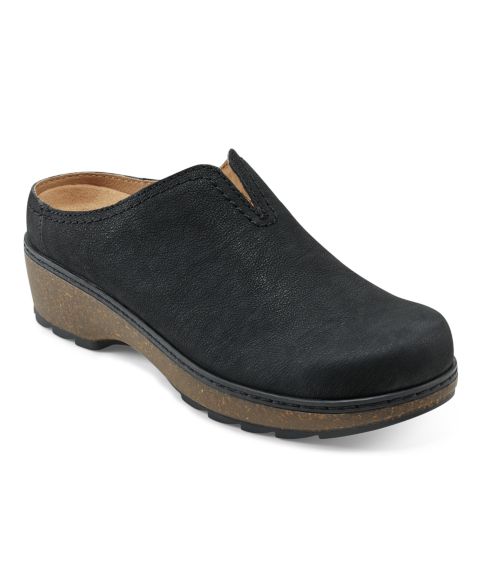 Женские сабо Earth Kolia Slip-On Heeled, цвет: Чёрный кожаный