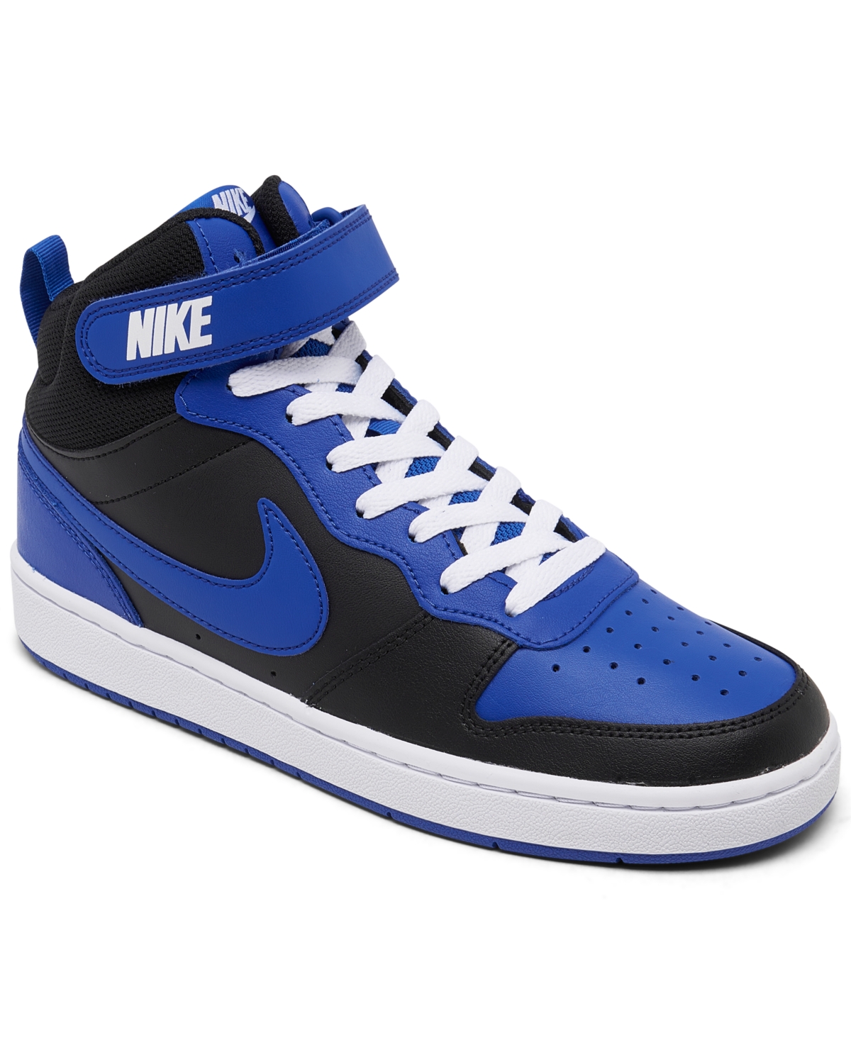 Nike Big Kids Court Borough Mid 2 Casual Sneakers From Finish Line In Black,game Royal