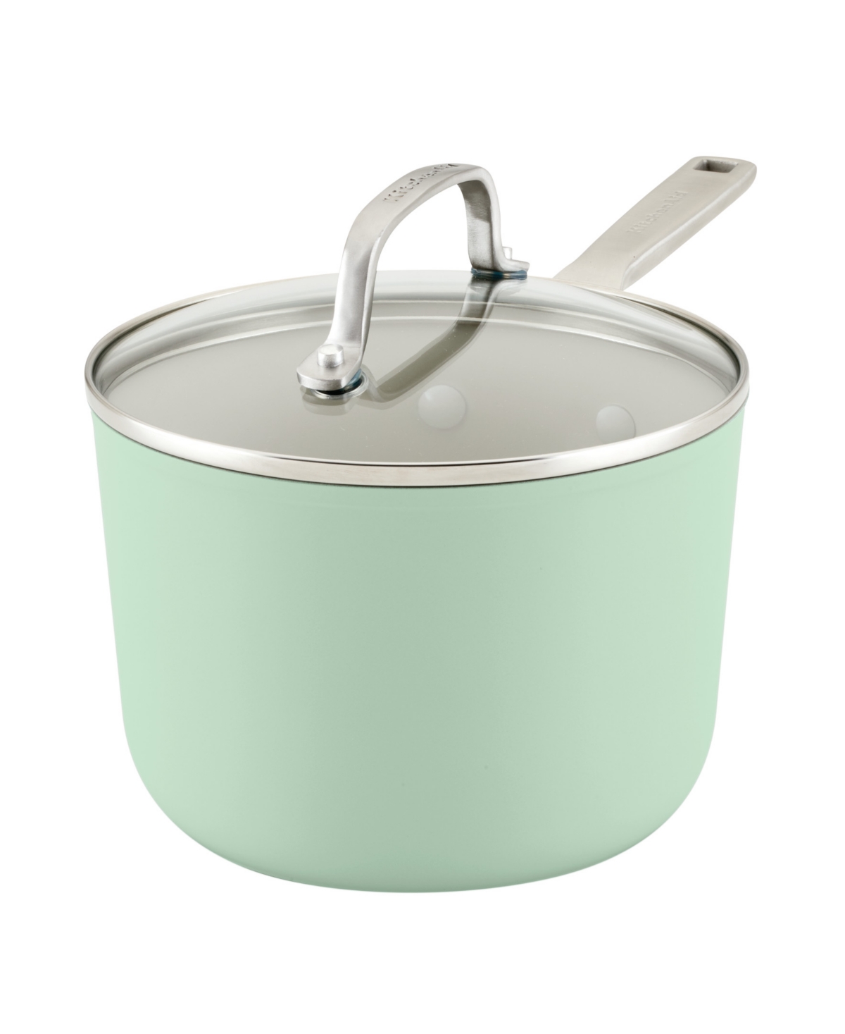 Kitchenaid Hard Anodized Ceramic Nonstick Cookware Sauce Pan With Lid In Pistachio
