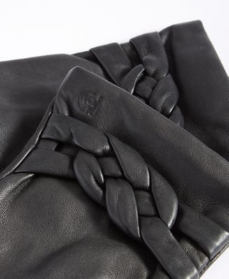 Women's Braided-Cuff Leather Gloves