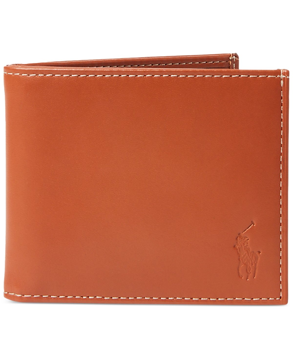 Polo Ralph Lauren Burnished Leather Bifold Wallet In Brown