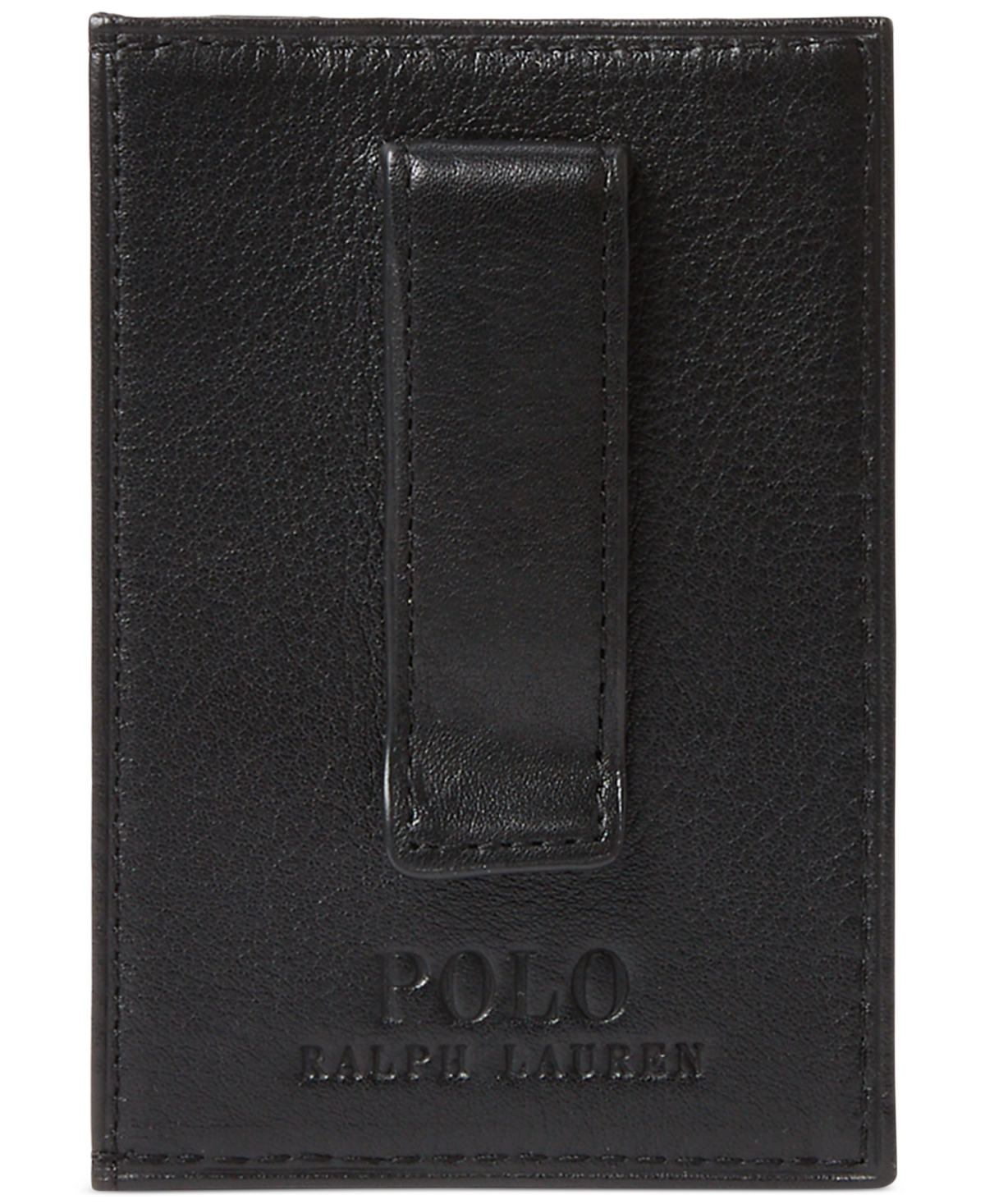 Shop Polo Ralph Lauren Men's Pebbled Leather Card Case & Money Clip In Black