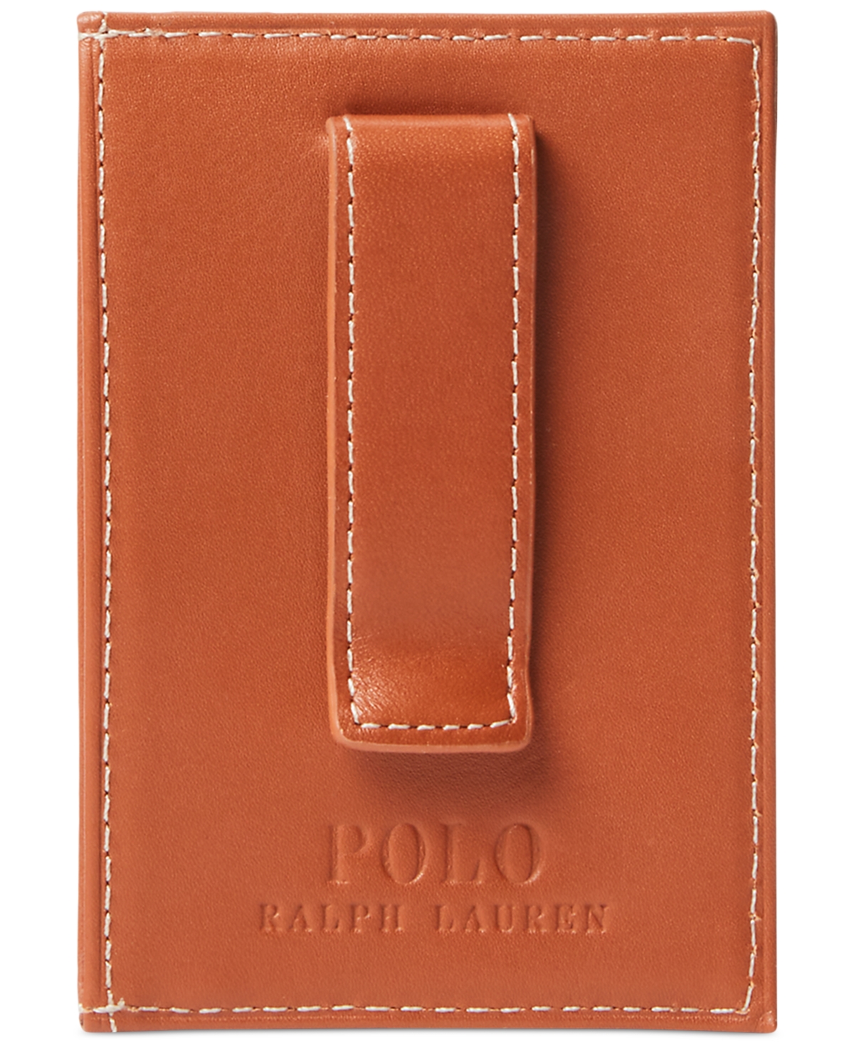 Shop Polo Ralph Lauren Men's Burnished Leather Card Case & Money Clip In Brown