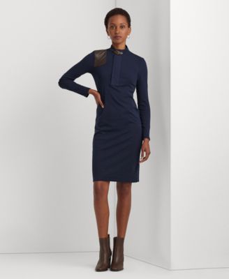 Lauren Ralph Lauren - Women's Faux Leather–Trim Sheath Dress