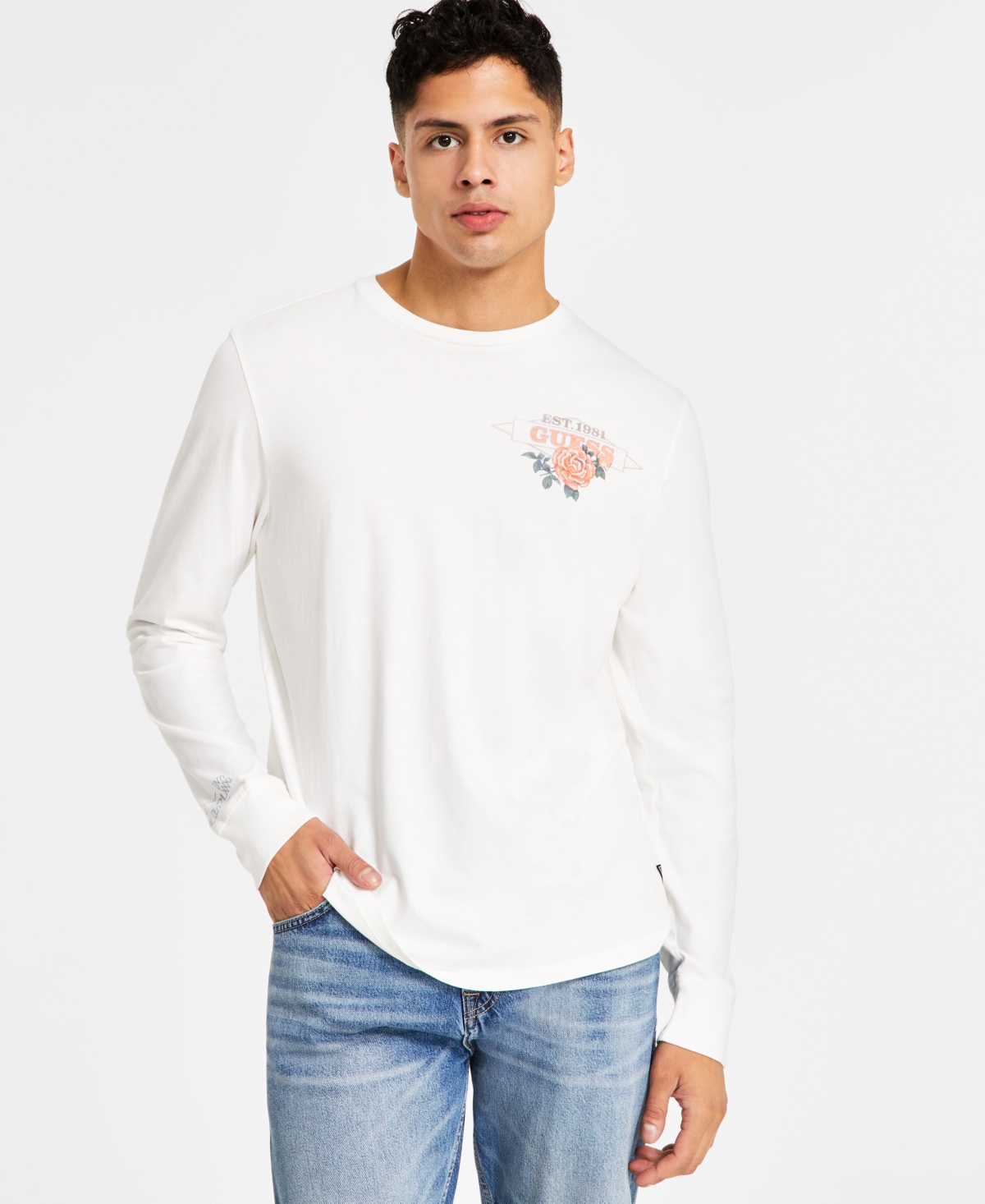 Guess white long sleeve hot sale shirt