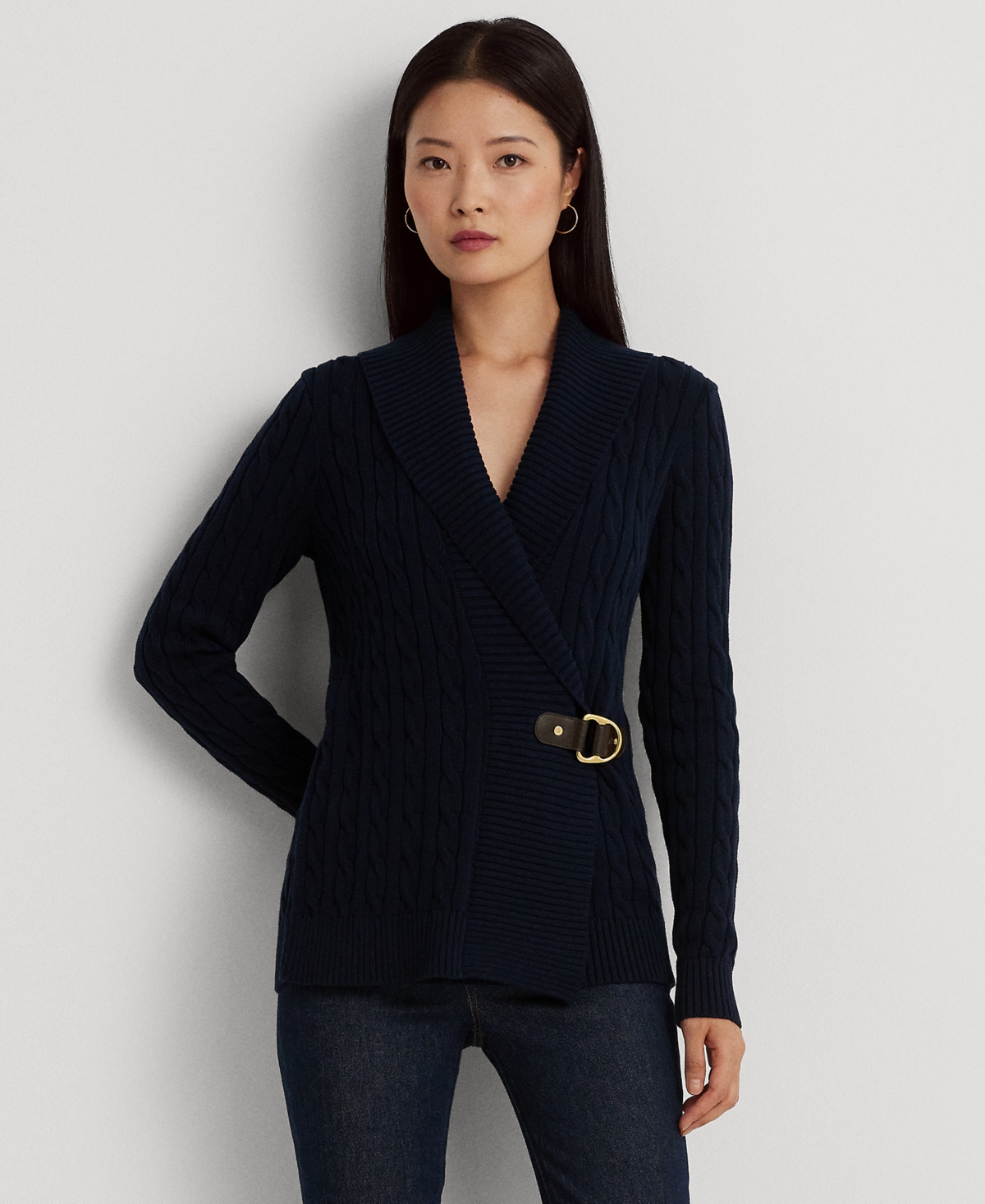 Ralph Lauren Women's Buckled Cotton Sweater In Blue