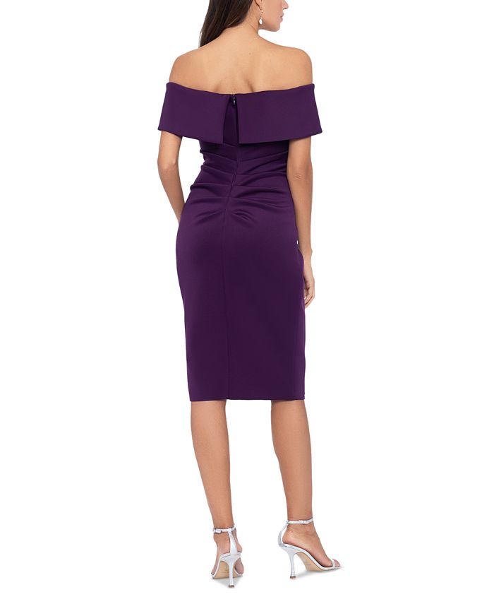 XSCAPE Women's Off-The-Shoulder Embellished Midi Dress - Macy's