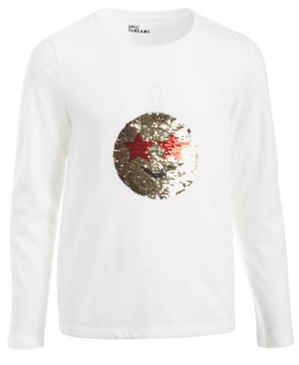 Epic Threads - Big Girls Sequin Smiley Ornament Long-Sleeve T-Shirt