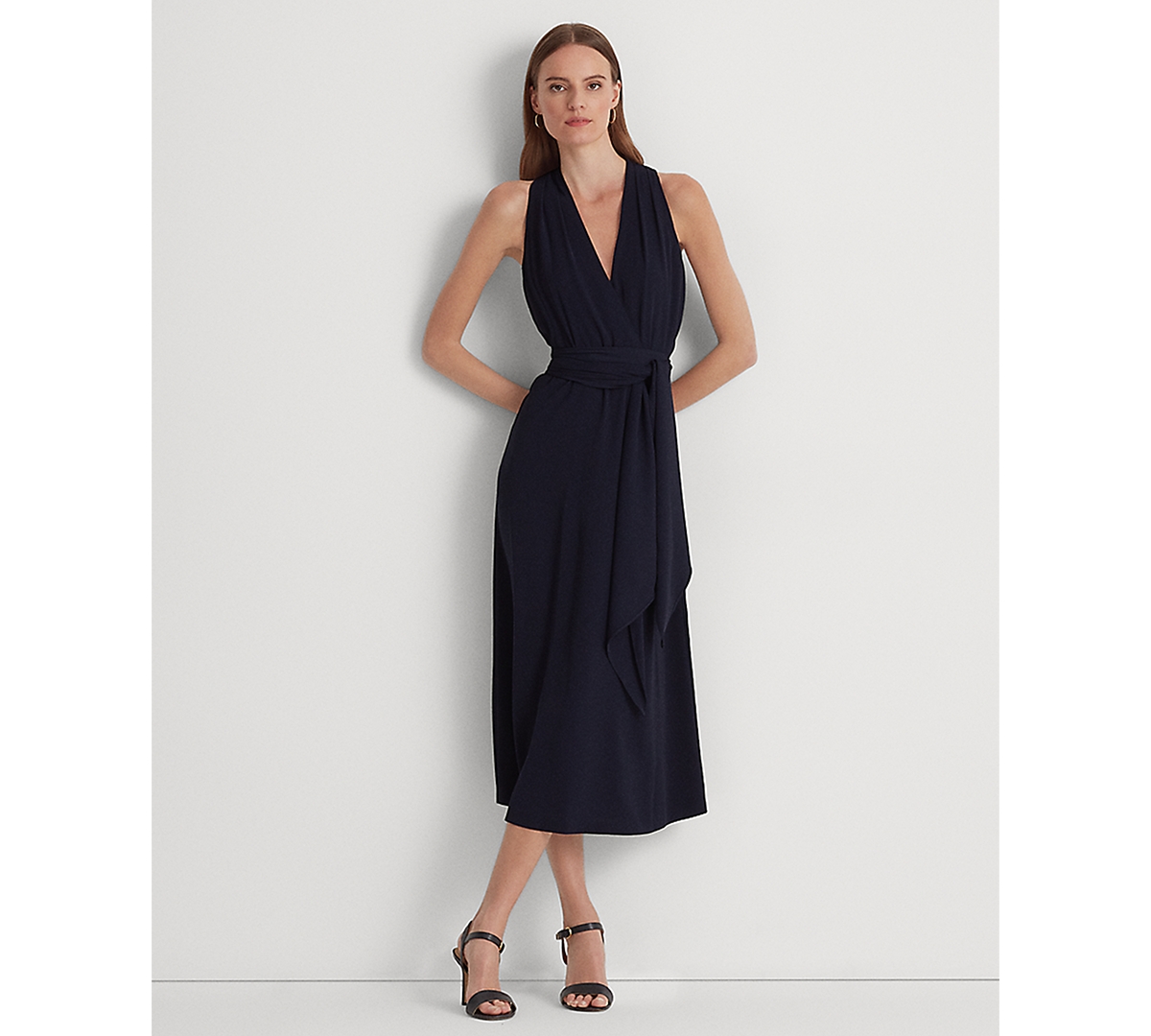 Lauren Ralph Lauren Women's Georgette Halter Cocktail Dress In Lighthouse Navy