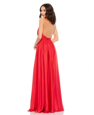 Women's Rosette Halter Chiffon Evening Gown