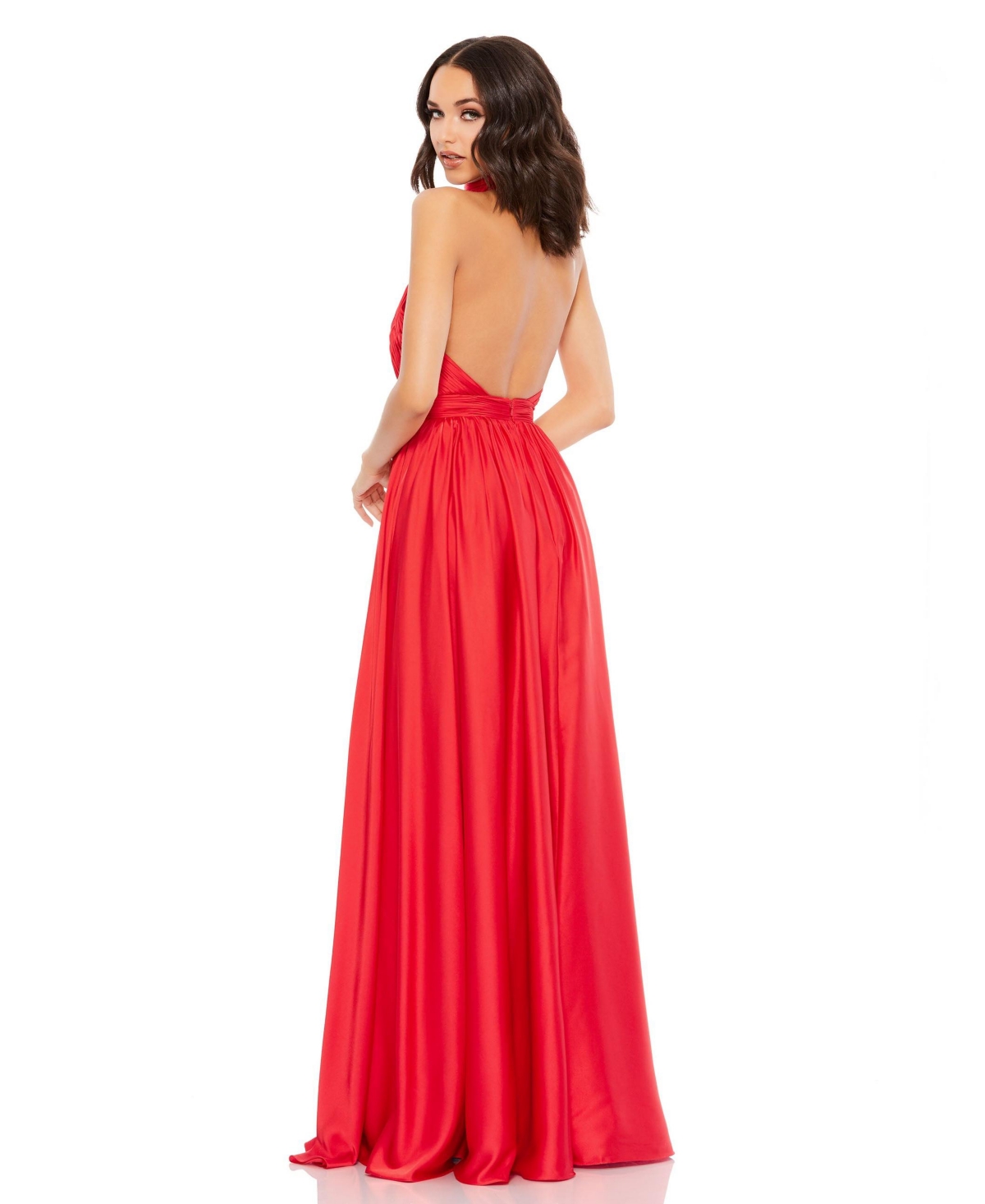 Women's Soft Tie Halter Neck High Slit Gown