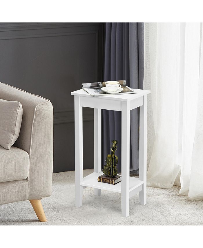 Costway 2Tier Nightstand End Side Table Coffee Table Wooden Legs