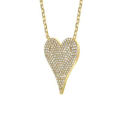 14k Gold Plated with Pave Cubic Zirconia Heart Layering Necklace