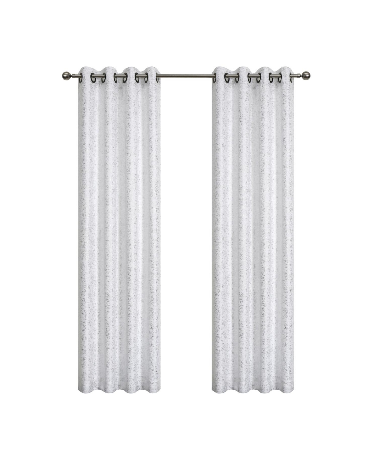 Montauk Accents 2 Piece Grommet Top Sparkly Metallic Light Filtering Window Curtains - White