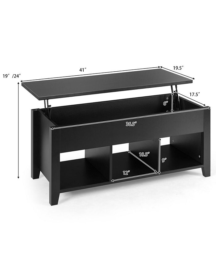 Costway Lift Top Coffee Table w/ Storage Compartment Shelf Living Room
