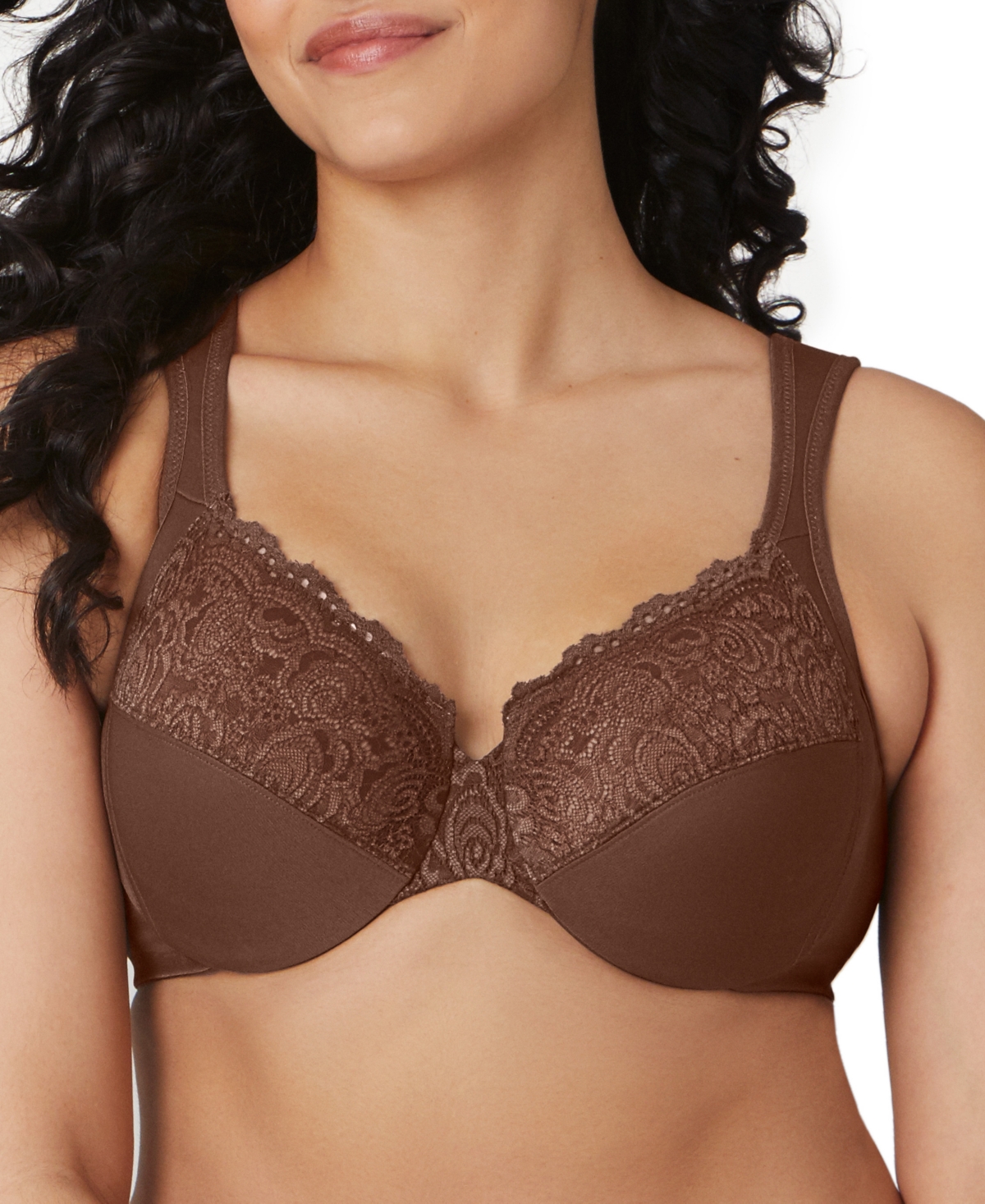 Women's Full Figure Plus Size Wonderwire Back Close Bra 1240 - Cafe
