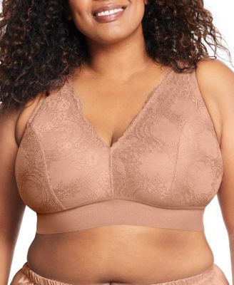 Plus Size Full Figure Bramour Lexington Lace Plunge Wireless Bralette 7013