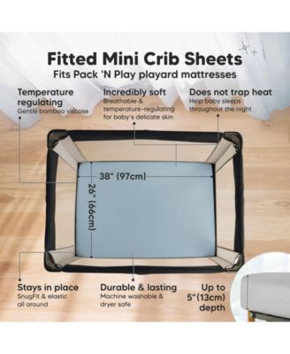 2-Pack Mini Crib Sheets, Pack and Play Sheets Fitted, Pack N Play Sheets, Organic Fitted Crib Sheet Cover