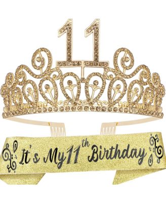 11th Birthday Sash and Tiara for Girls - It's my 11th Birthday Glitter ...