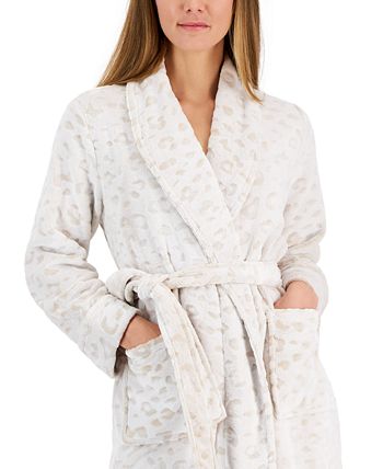 Macy's Charter Club Plush Velour Ribbed Dressing Gown Ivory