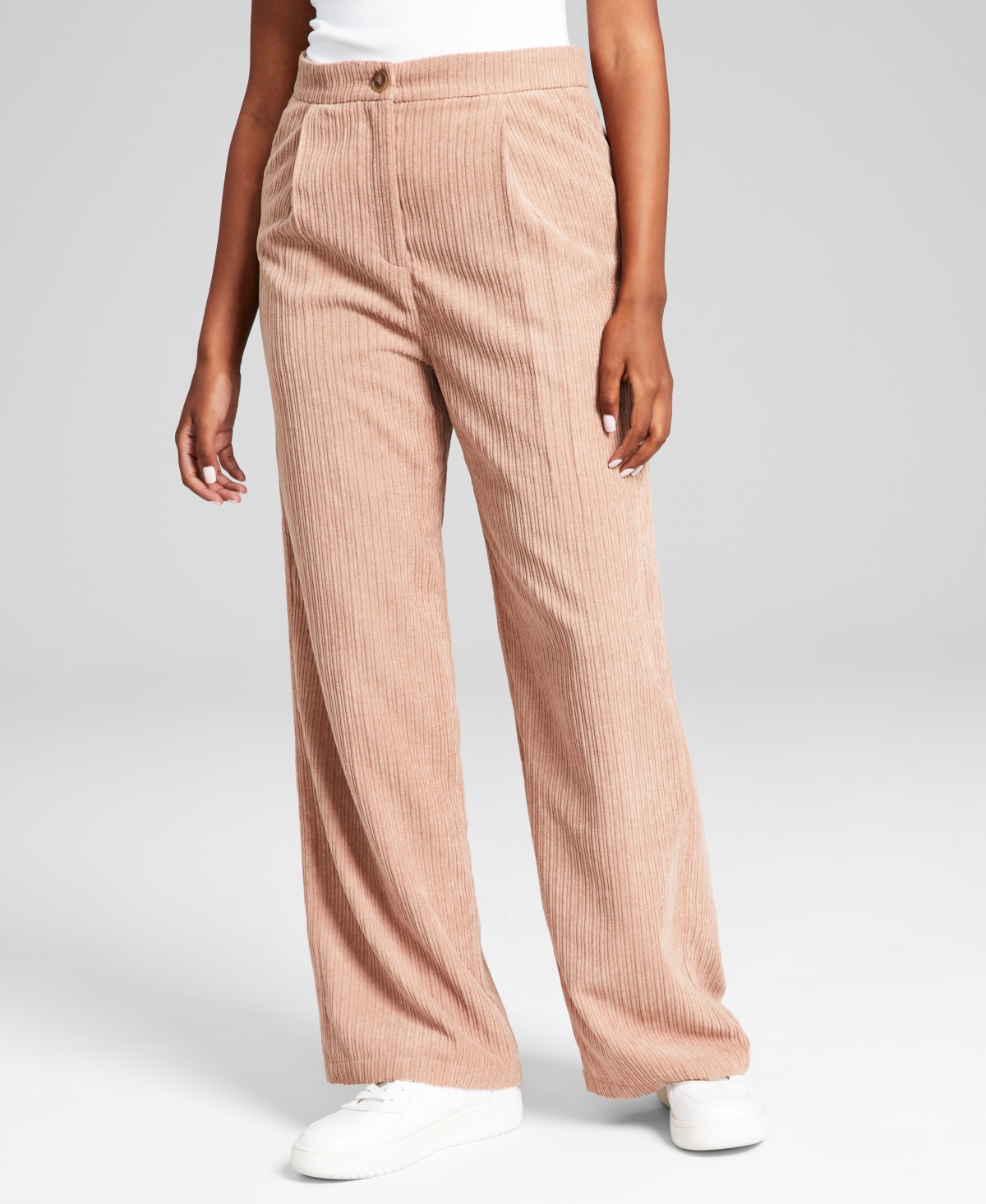 And Now This Women's Corduroy Pleated Wide-leg Pants In Almond