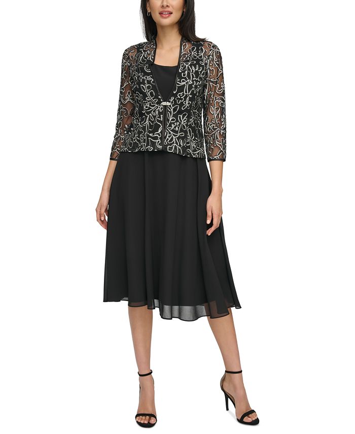 Jessica Howard Women's Soutache Jacket & Chiffon Dress Macy's