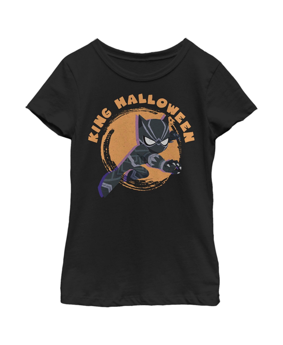 Marvel Girl's  Animated Black Panther King Halloween Child T-shirt