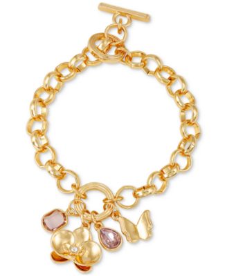 GUESS Rose Gold-Tone Link Charm Bracelet - Macy's