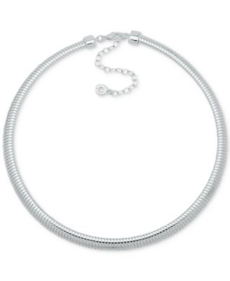 Anne Klein Silver-Tone Omega Chain Collar Necklace, 16" + 3" extender