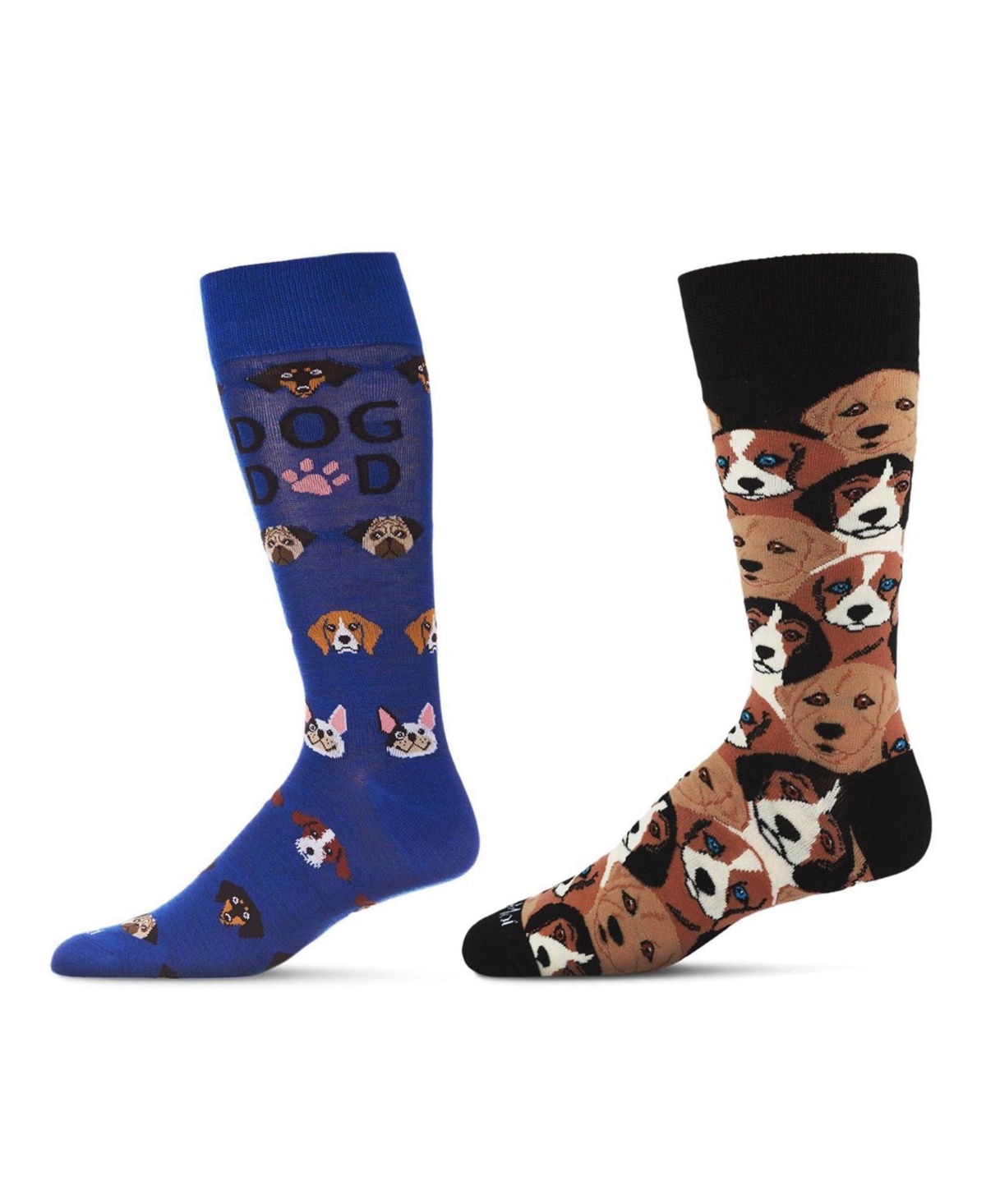 Memoi Men's Crew Animal Assortment Socks, Pair Of 2 In Black-blue