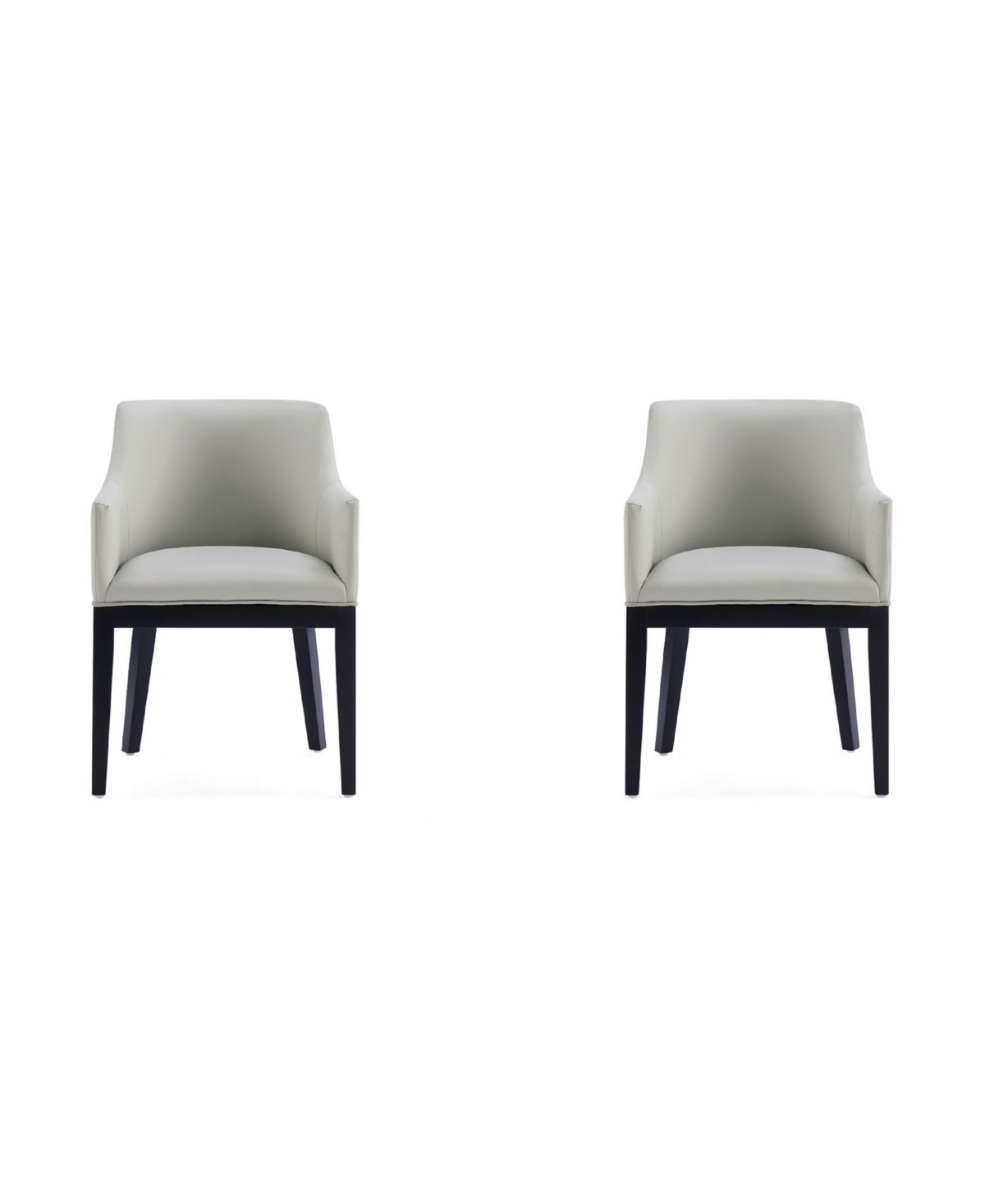Manhattan Comfort Gansevoort 2 Piece Beech Wood Faux Leather Upholstered Dining Armchair Set In Stone Gray