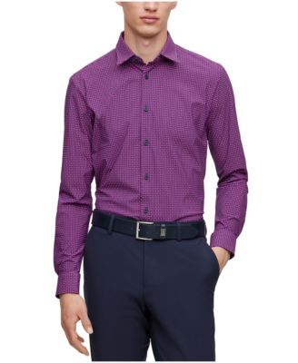 BOSS by Hugo Boss Men's Geometric-Printed Performance-Stretch Slim-Fit Dress  Shirt - Macy's
