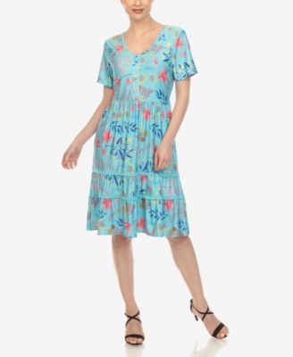 Women s Floral Short Sleeve Knee Length Dress