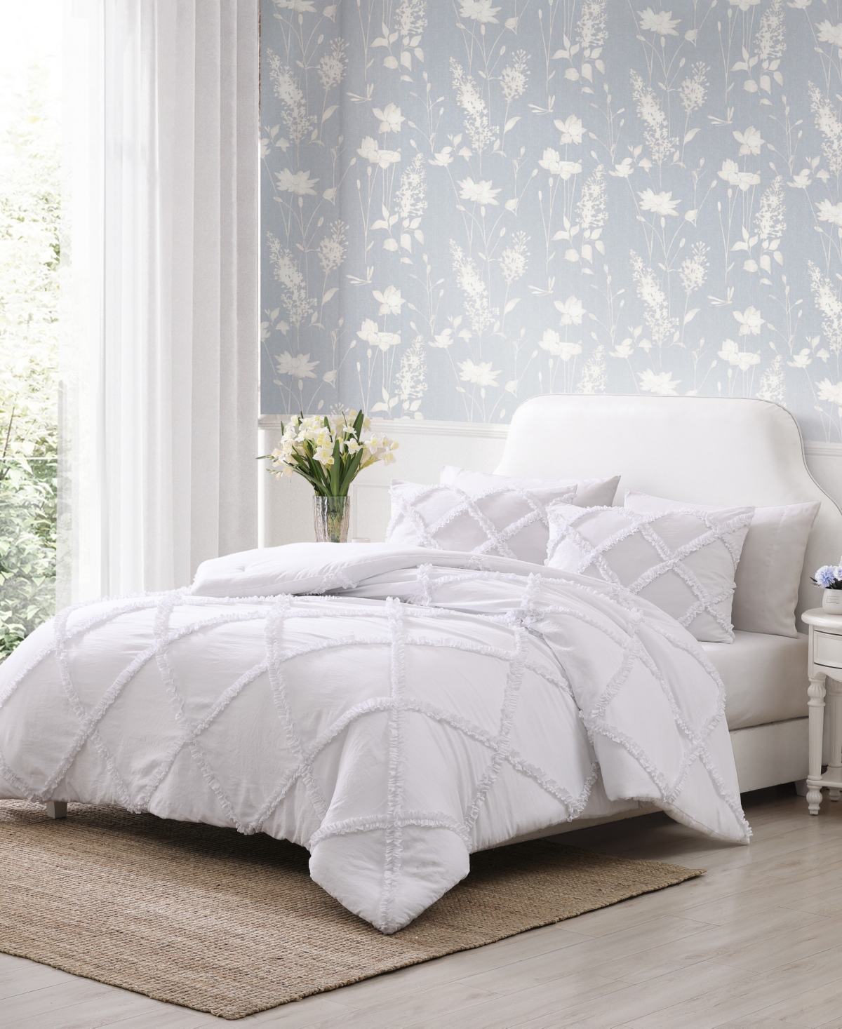 Laura Ashley Norah Solid Microfiber 2 Piece Comforter Set