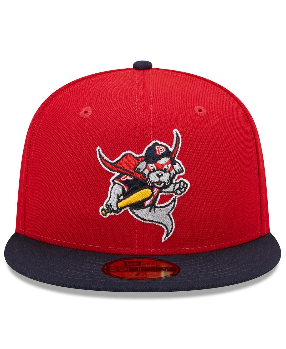 New Era Men's  Red, Navy Portland Sea Dogs Marvel X Minor League 59fifty Fitted Hat In Red,navy