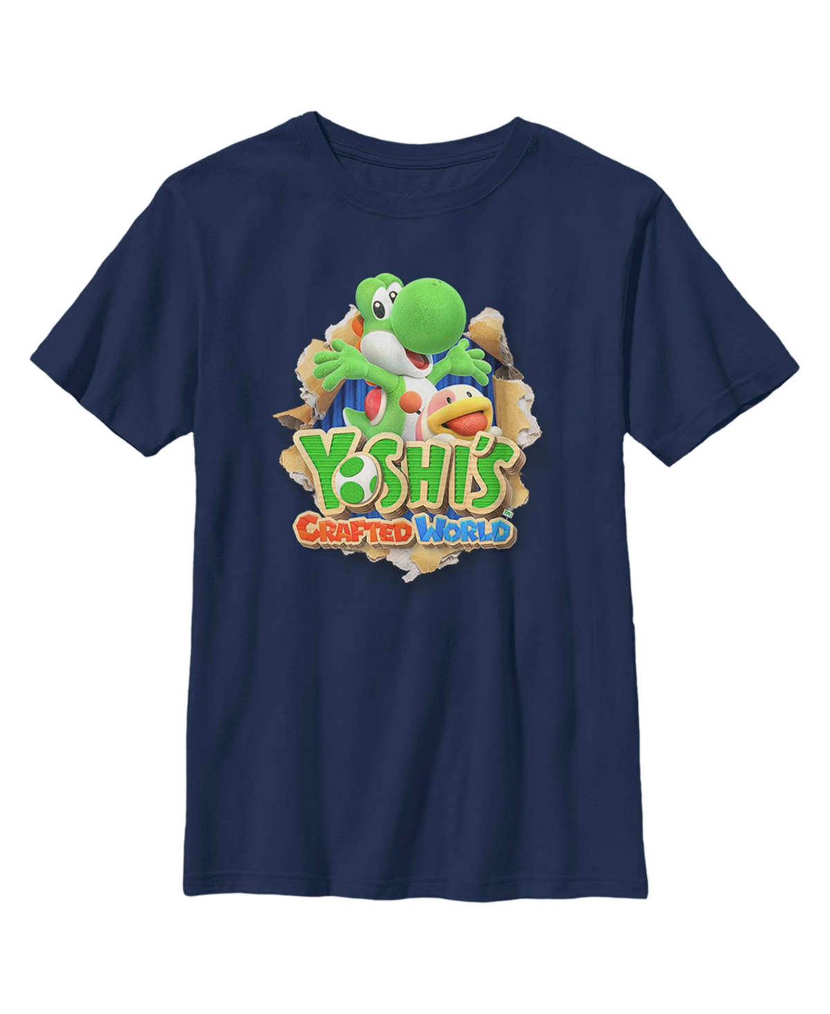 Nintendo Boy's  Yoshi's Crafted World Child T-shirt In Navy Blue