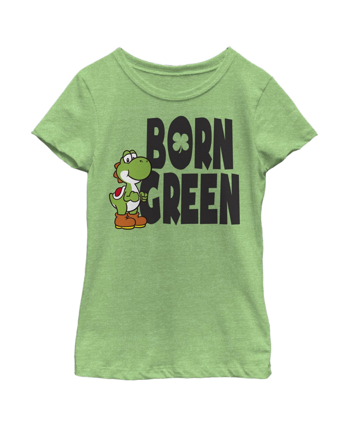 Nintendo Girl's  Super Mario Yoshi St. Patrick's Born Green Child T-shirt In Green Apple