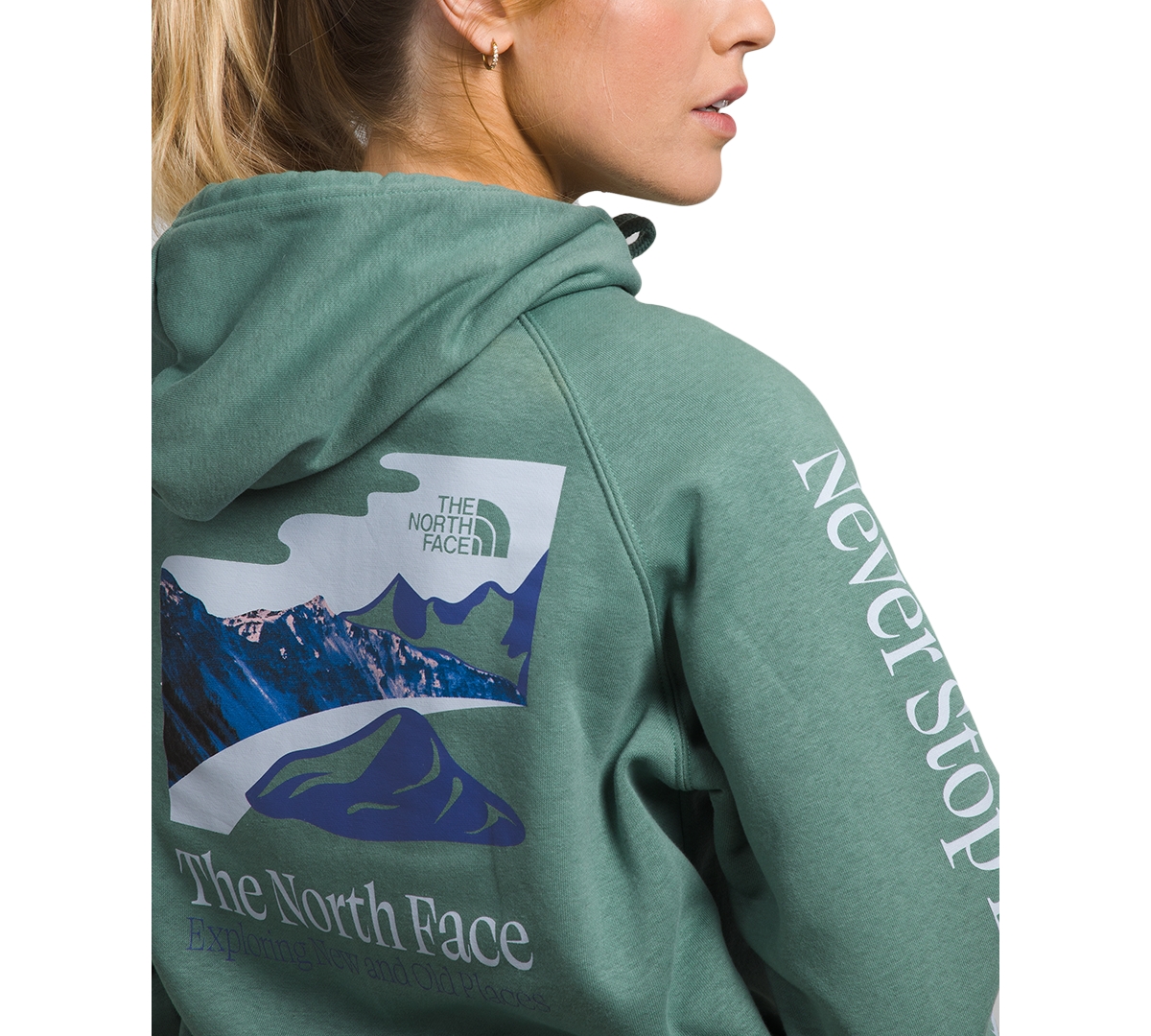 The North Face Women's Places We Love Graphic Fleece Hoodie In Dark Sage
