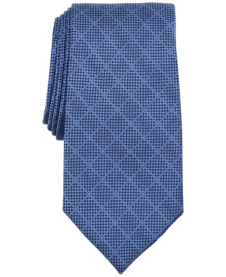 Michael Kors Mens Asymmetric Grid Tie Blue Size Regular